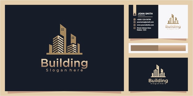 Creative building logo gold gradient color modern building logo design vector