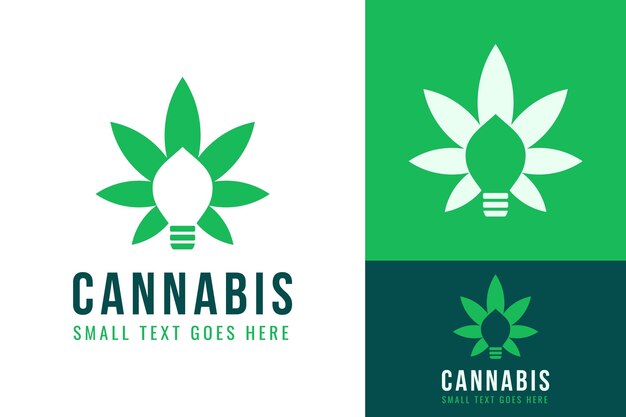 Vector creative bulb lamp in hemp cannabis marijuana innovative solution logo branding design template