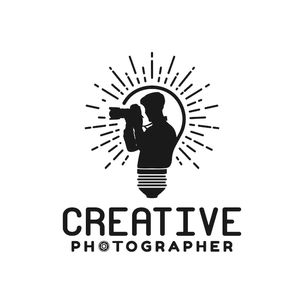 Creative Bulb Photographer Journalist Cameraman Photo Production logo design