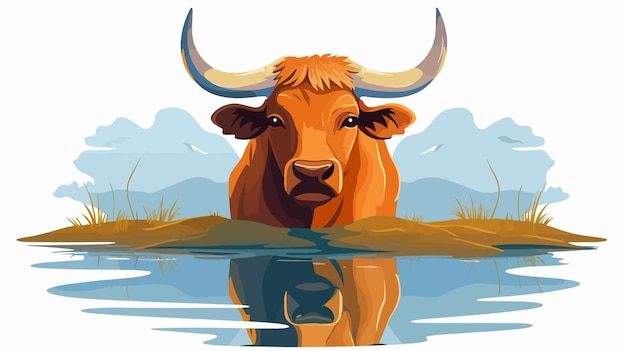 Creative Bull Thinking 2D Flat Cartoon Vector Illustration