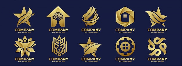 Creative bundle abstract gold logo for company