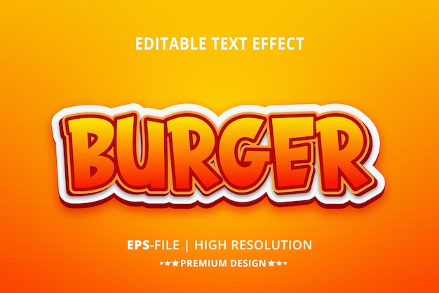 Creative burger 3d editable text effects style