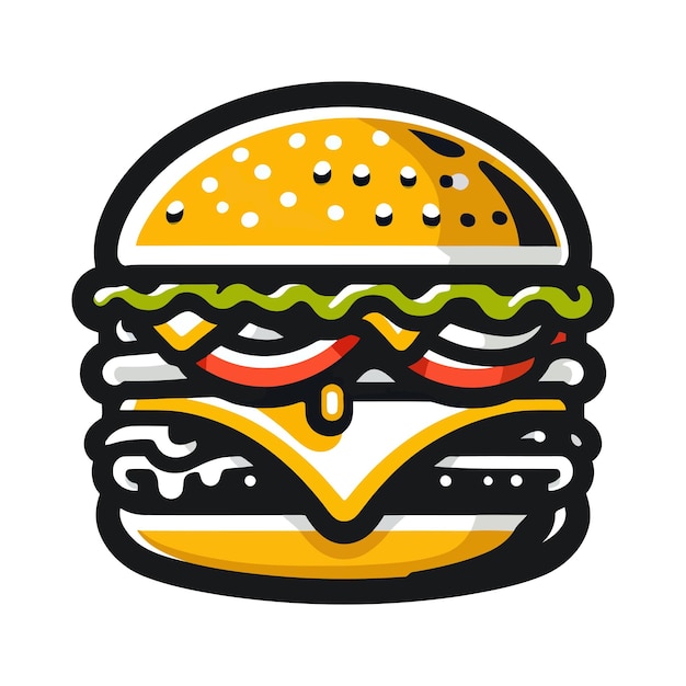 Creative Burger logo Cartoon vector illustration Ideal for Graphic Design