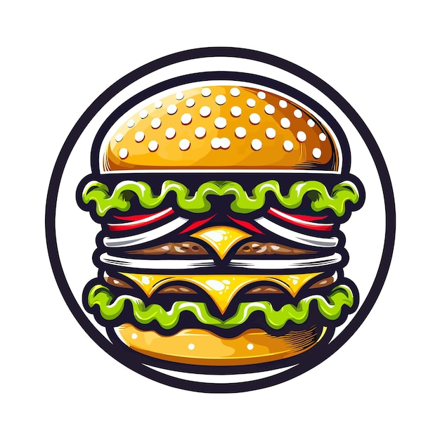 Creative Burger logo Cartoon vector illustration Ideal for Graphic Design