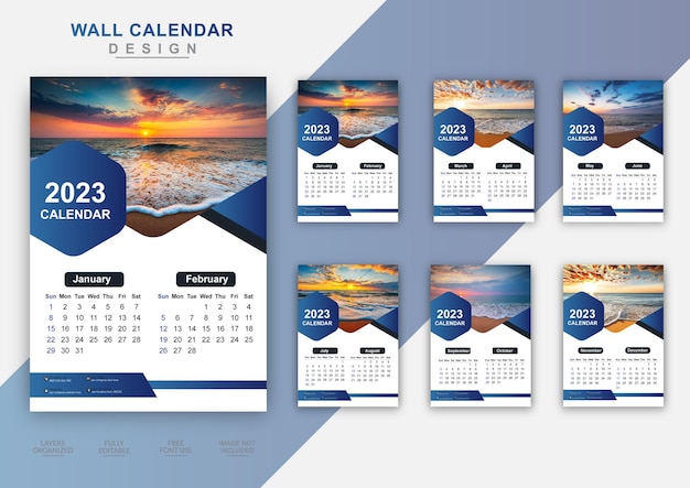 Creative business 6pages wall calendar 2023 template