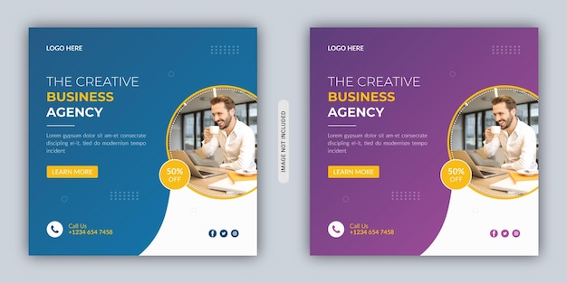 The Creative Business agency and corporate business square flyer social media Instagram post