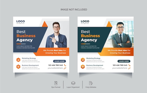 Creative business agency promotional social media post or editable web banner design template premiu