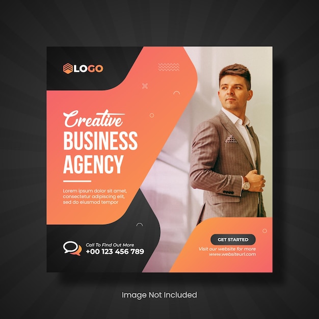 Creative business agency social media instagram post and web banner template