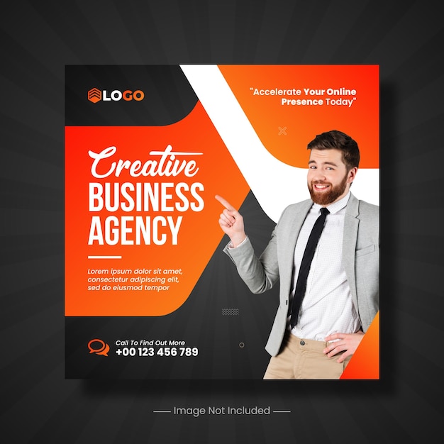 Creative business agency social media post instagram post web banner template