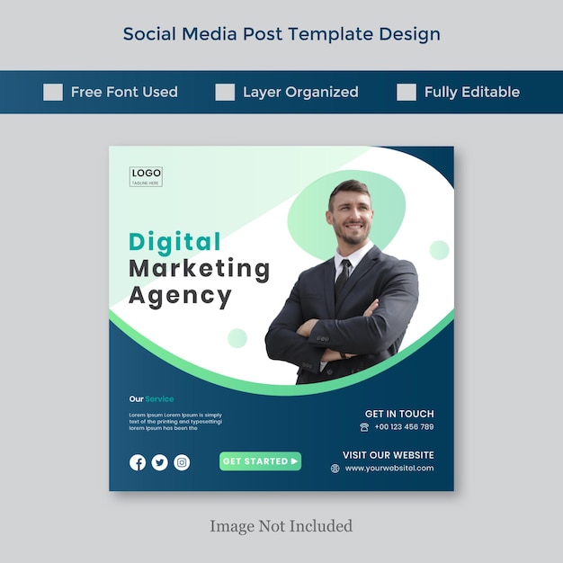 Creative business agency social media post template Premium vector