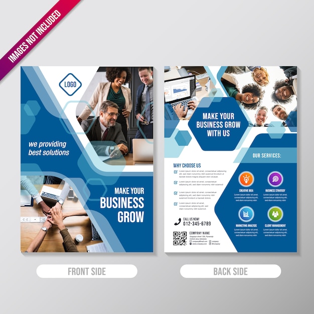 Creative Business Brochure Design template with polygonal element