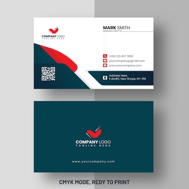 Creative business card red and white visit card