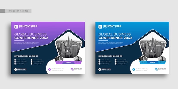 Creative business conference flyer or webinar horizontal flyer and invitation banner design