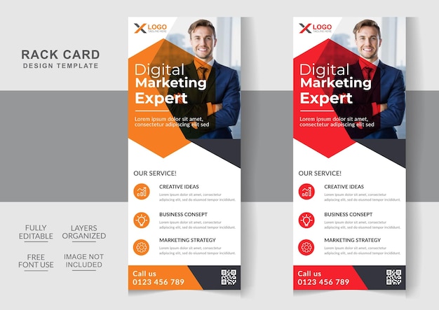 Creative business corporate rack card dl flyer editable template