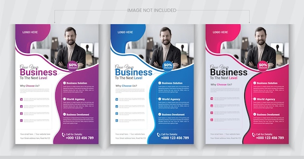 Creative Business Flyer Template Design Set 3 Color