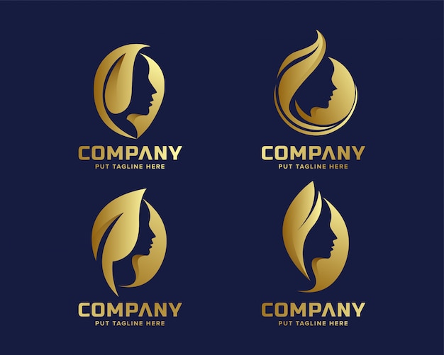 Creative business golden beauty spa cosmetics logo collection