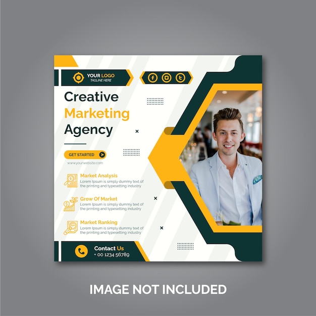 Creative business marketing social media post template Premium