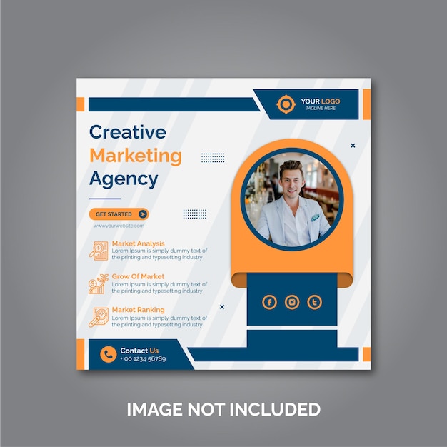 Creative business marketing social media post template Premium