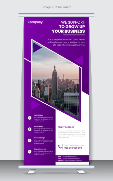 Creative business roll up banner design template modern and unique shape