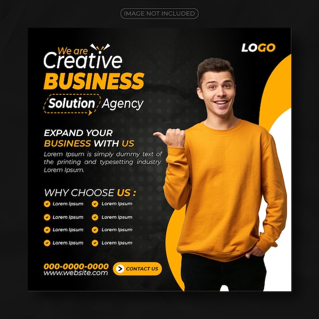 Creative business solution agency social media post and banner design premium vector template