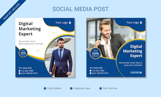 Creative business solution agency social media post design template