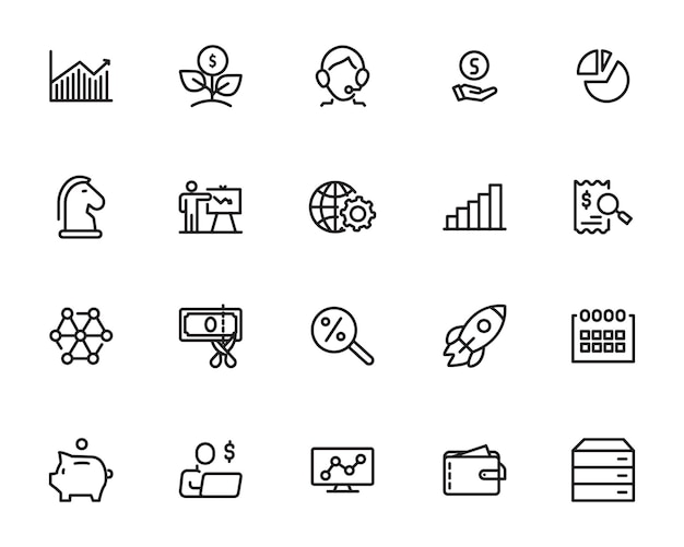 Creative business solutions related icon set Innovation team management