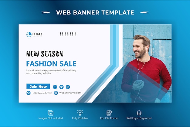 Creative business web banner and youtube thumbnail template design