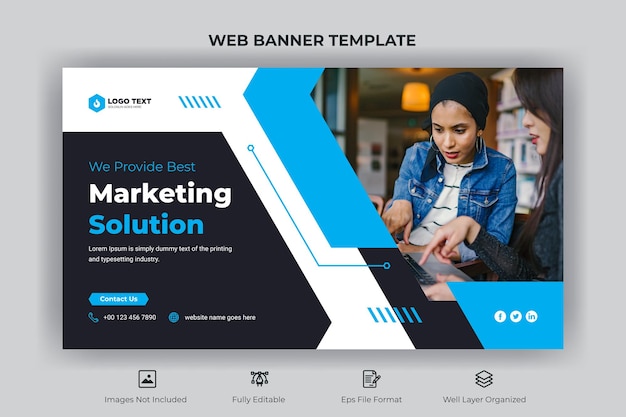 Creative business web banner and youtube thumbnail template