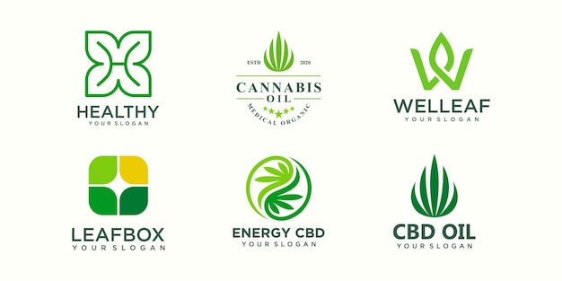 Creative cannabis logo icon set marijuana design template vector