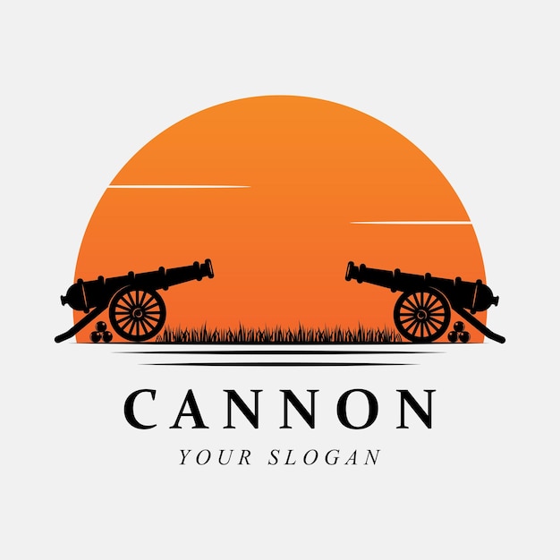 Creative cannon vintage logo with slogan template