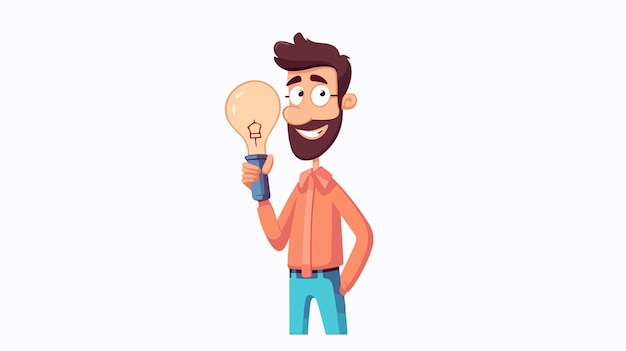 Vector creative cartoon man with idea vector illustration for projects and presentations