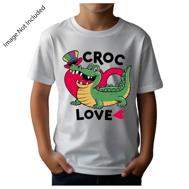 A creative childrens vector t shirt design featuring a friendly crocodile with a wide smile