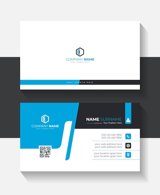 Creative and Clean blue and White Business Card Template Clean professional business card template