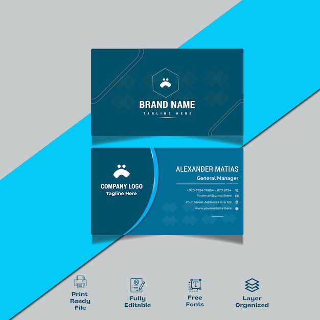 Creative and clean corporate business card template layout Vector illustration Stationery design