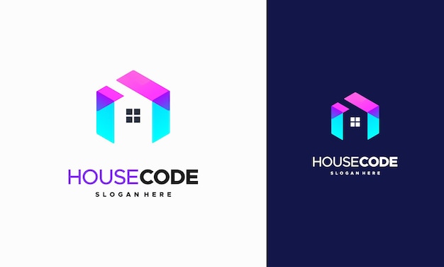 Creative Code House logo designs concept vector, Programming House logo template