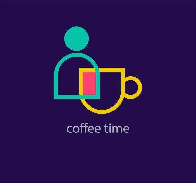 Creative coffee time logo design Unique design color transitions Unique coffee human unified logo