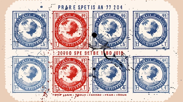 Vector creative collage of postman calendar page and grunge stamp seals