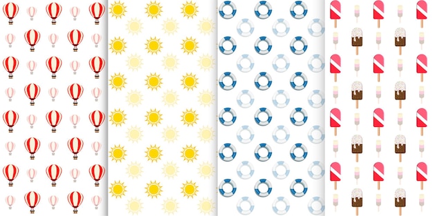 Creative collection of colorful summer seamless pattern background