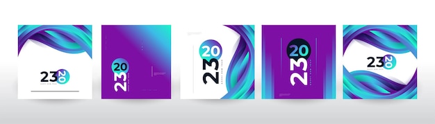 Creative and Colorful 2023 Happy New Year Poster Set Suitable for Card Banner Poster Flyer Cover and Social Media Post Template