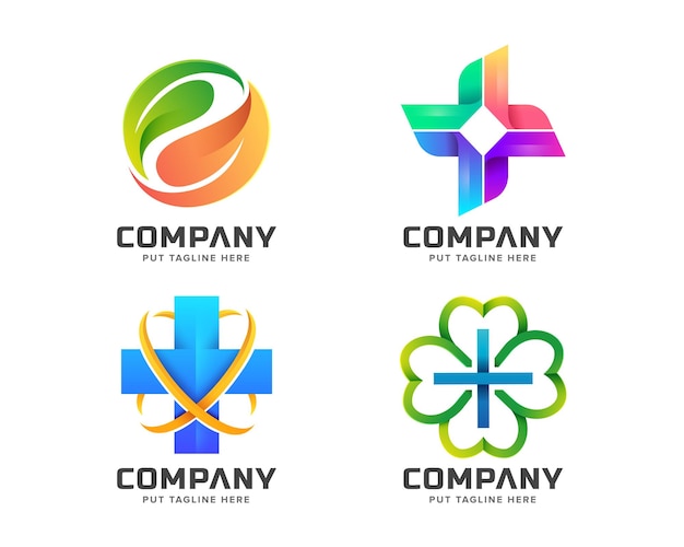 Creative colorful bundle Medical hospital logo Template for company