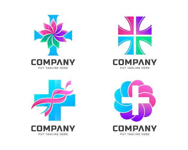 Creative colorful bundle Medical hospital logo Template for company