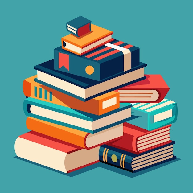 Vector creative and colorful education illustration with books and school supplies