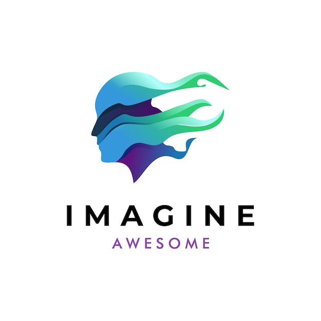 creative and colorful gradient head human logo