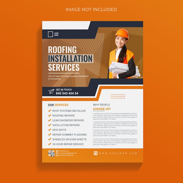 Creative and colorful Home roof repair services flyer Template