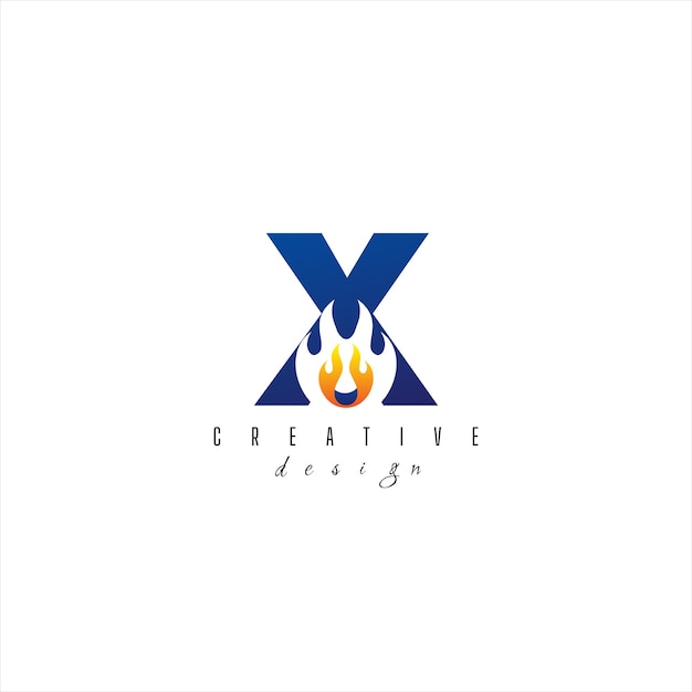 Creative colorful letter X Fire logo with leading