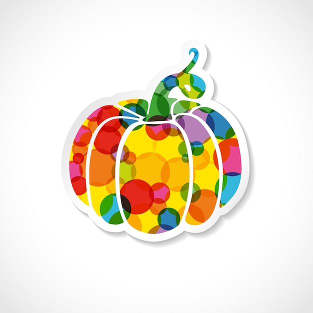 Creative colorful pumpkin icon. Bright art style. 3D paper, pumkin shape, coloured sticker concept.