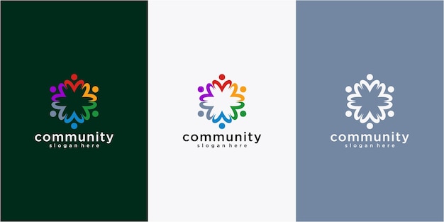 Creative colorful social group logo design vector people community logo design