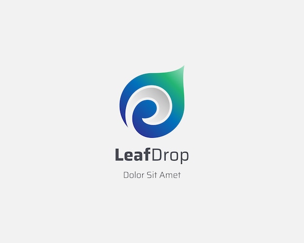 Creative colorful water drop with leaf logo gradient