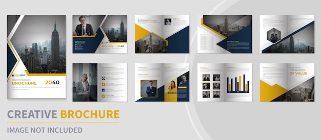 Creative company bifold brochure with business magazine template