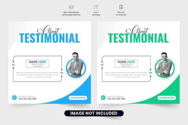 Creative company testimonial design with abstract shapes and quote sections Customer service review and comment layout design for websites Client feedback template vector with photo placeholders